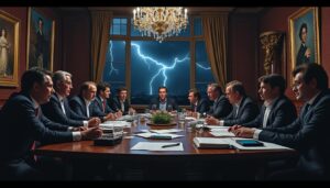 KI-Experten treffen sich in einem Herrenhaus, um über die Folgen der möglichen Vernichtung der Menschheit durch künstliche Intelligenz zu diskutieren.